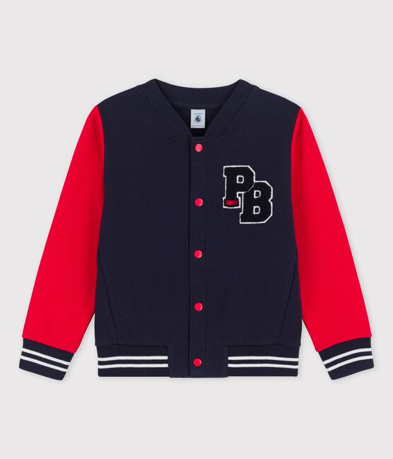 Unisex Children's Fleece Baseball Cardigan PEPS red/SMOKING blue