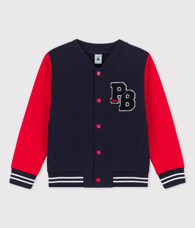 Unisex Children's Fleece Baseball Cardigan red/blue
