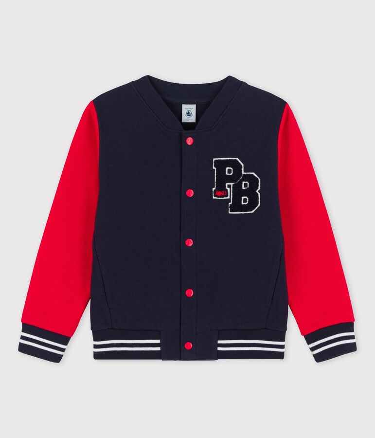 Unisex Children's Fleece Baseball Cardigan PEPS red/SMOKING blue