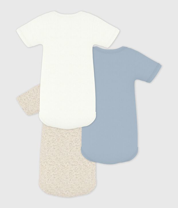 Babies' Plain Short-Sleeved Cotton Bodysuits - 3-Pack multicolor