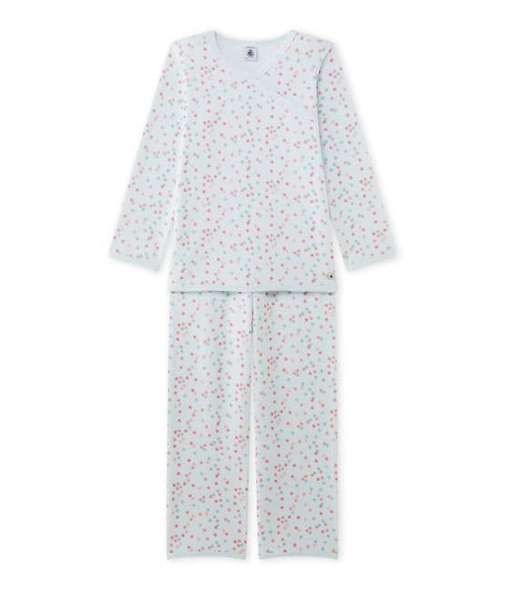 Girl's terry velour pyjamas BOCAL blue/MULTICO white