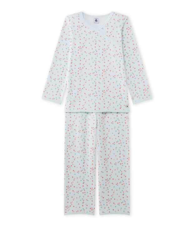 Girl's terry velour pyjamas blue/multicolor