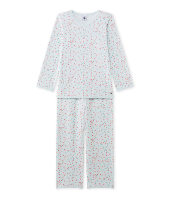 Girl's terry velour pyjamas BOCAL blue/MULTICO white