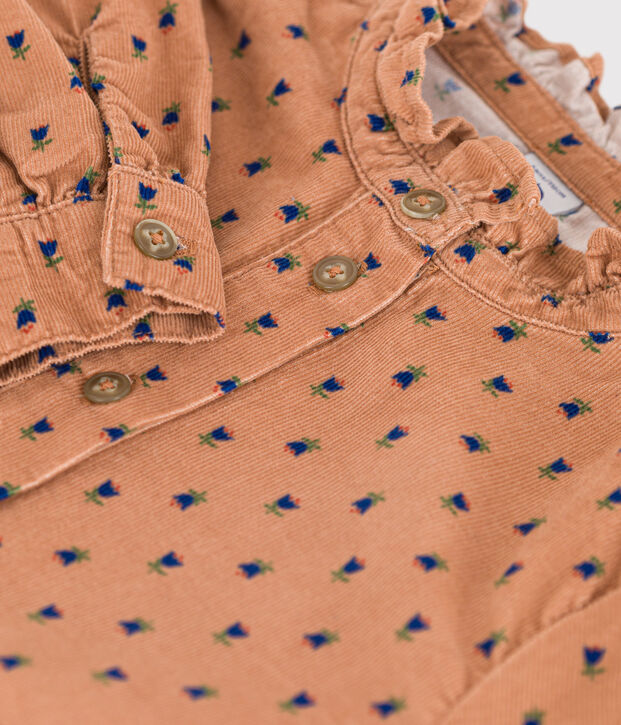 Girls' soft floral velvet blouse pink/multicolor