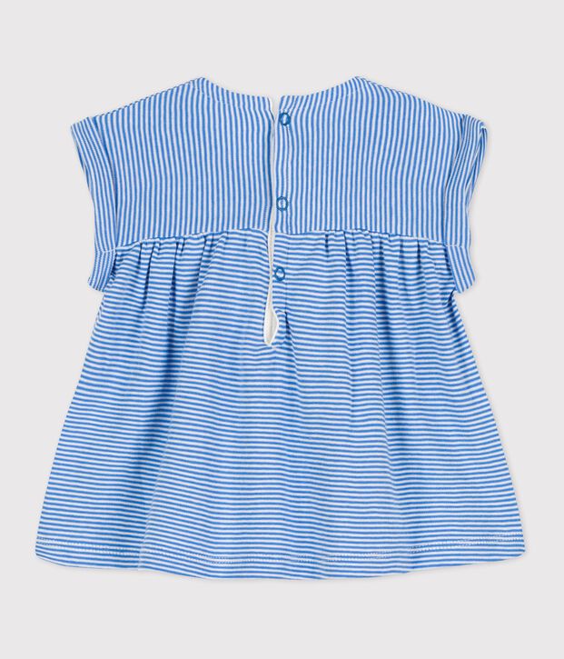 Babies' Organic Cotton Short-Sleeved Blouse blue/white