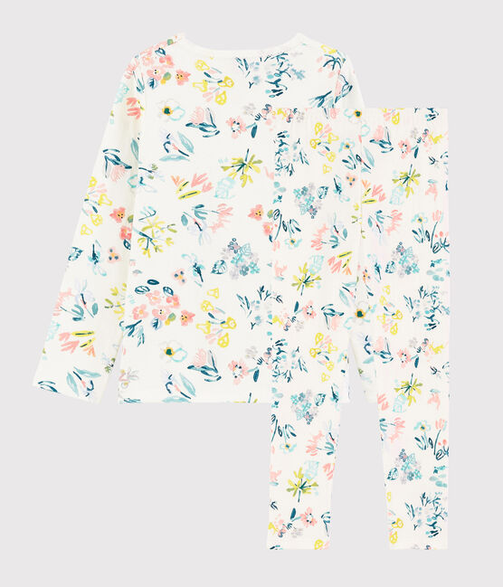 Girls' Springtime Floral Tubular Knit Pyjamas MARSHMALLOW white/MULTICO white