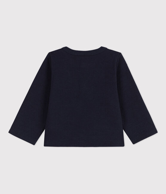 Babies' Plain Thick Jersey Cardigan SMOKING blue