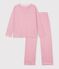 Women's straight-leg stripy cotton pyjamas pink/white