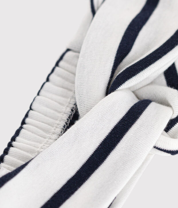 Baby girl's striped cotton headband white/blue