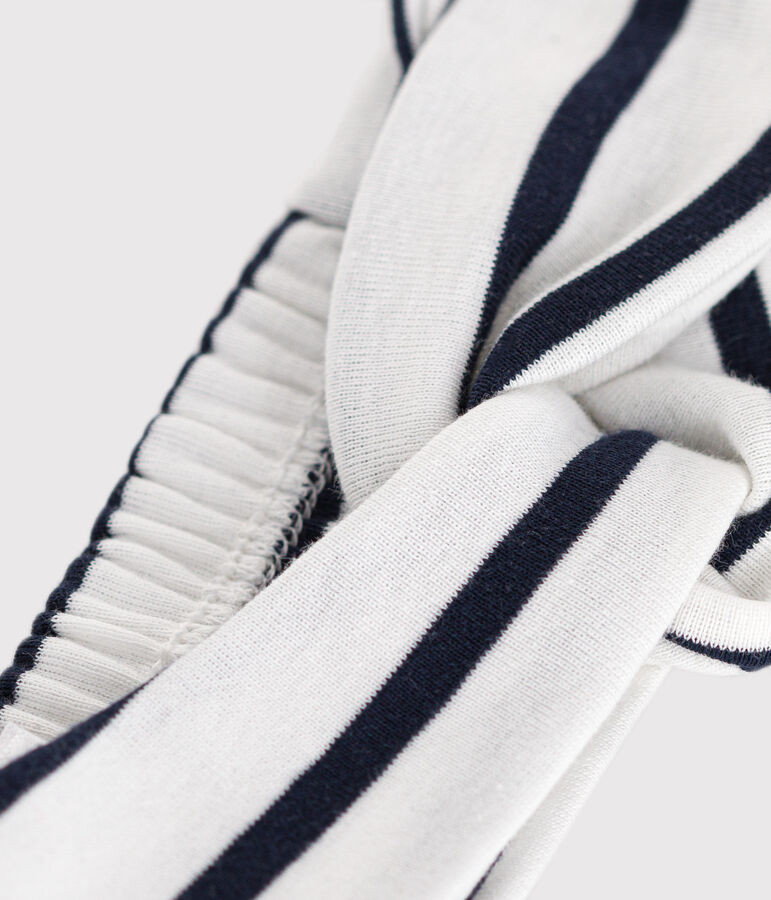 Baby girl's striped cotton headband MARSHMALLOW white/SMOKING blue