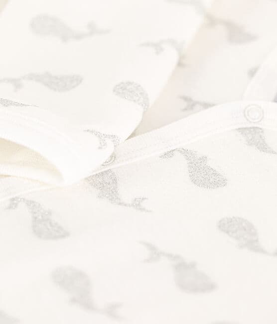 Babies' Velour Sleepsuit MARSHMALLOW white/ARGENT grey