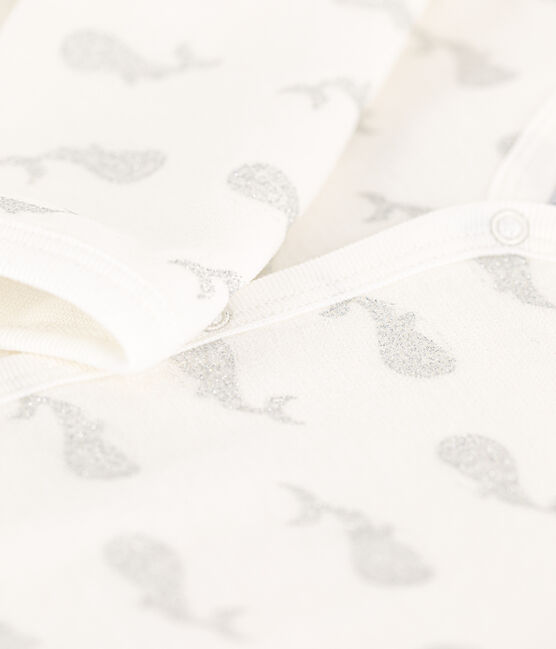 Babies' Velour Sleepsuit MARSHMALLOW white/ARGENT grey