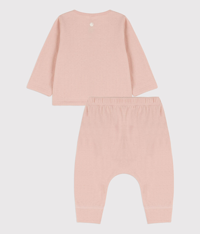Babies' Organic Plain Tube Knit Clothing - 2-Piece Set pink