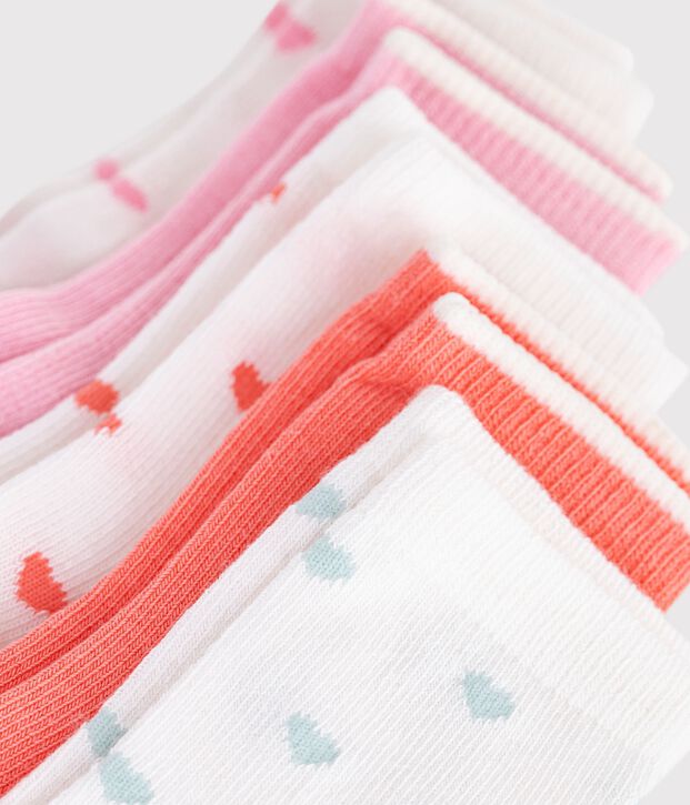 A pack of  pairs of babies' heart-pattern cotton socks multicolor