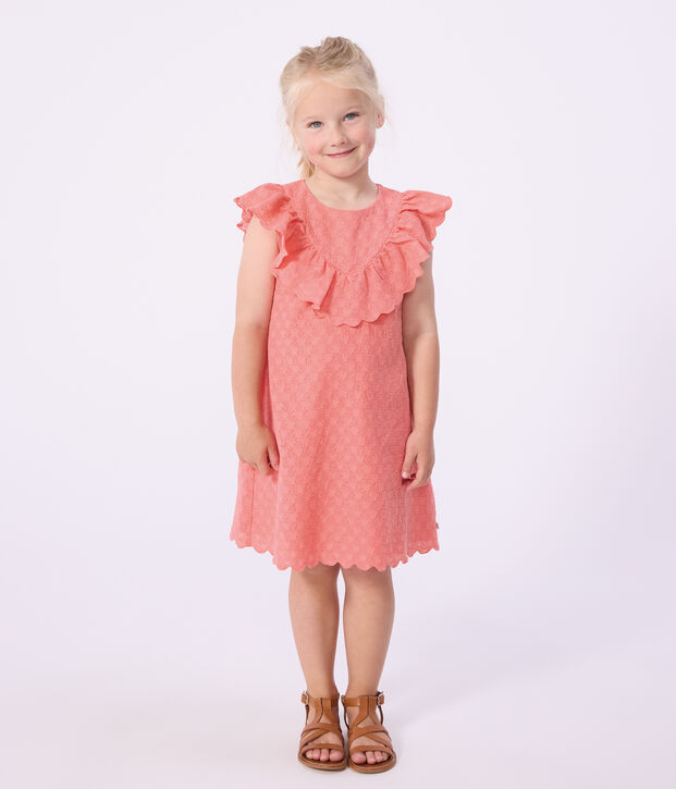 Children's short-sleeved heart-patterned cotton dress FLAMAND