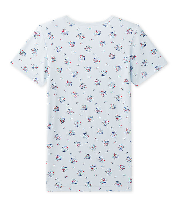 T-shirt fille imprim&eacute; en jersey stretch blue/multicolor