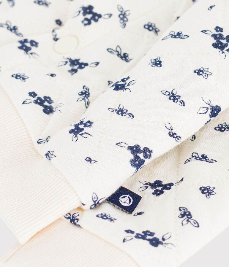 Babies' floral-print cotton cardigan Ecru/blue