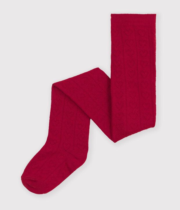 Openwork cotton tights with hearts red