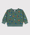 Babies' Mushroom Patterned Cotton Sweatshirt VALLEE green/MULTICO ecru