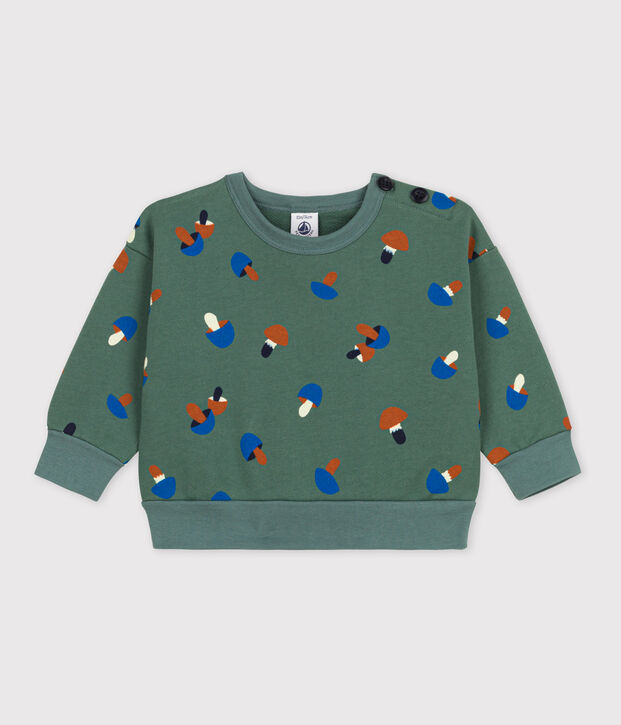 Babies' Mushroom Patterned Cotton Sweatshirt green/multicolor