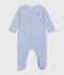 Babies' pinstriped cotton pyjama suit blue/white