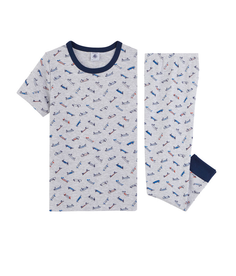 Boys' Ribbed Skates Pyjamas POUSSIERE grey/MULTICO white