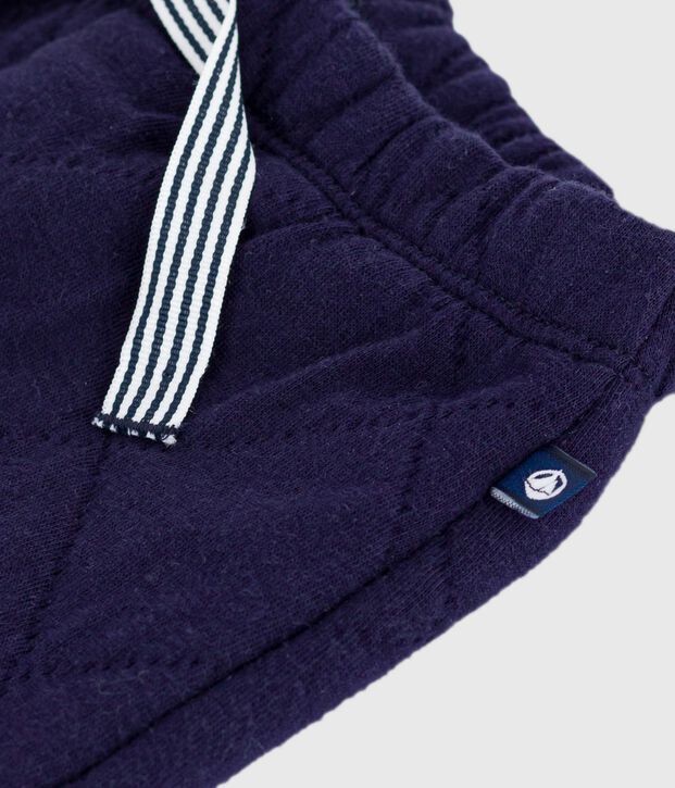 Babies' plain thick cotton trousers blue