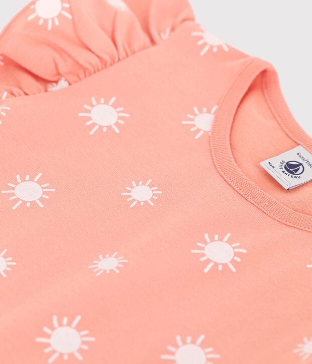 Children's printed short-sleeved cotton T-shirt orange/white