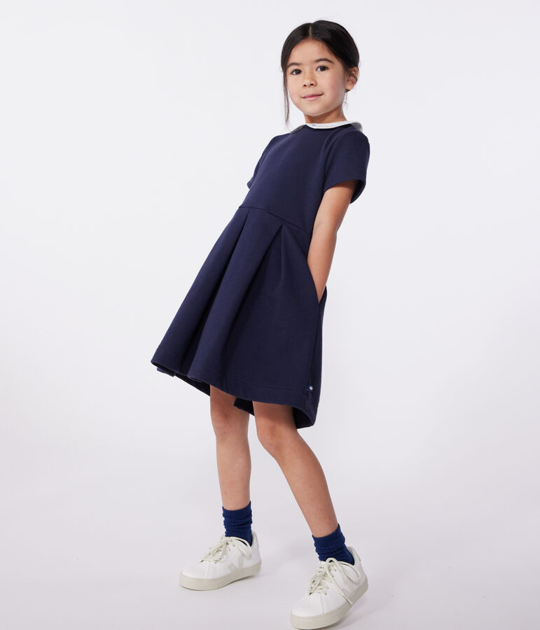 Children's short-sleeved plain cotton dress SMOKING blue