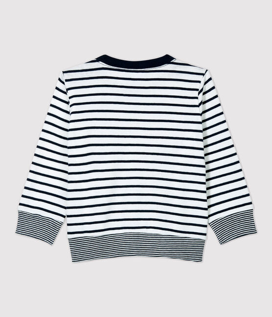 Babies' Cotton T-Shirt MARSHMALLOW white/SMOKING blue