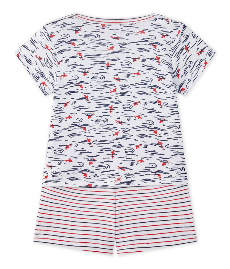 Baby boy's 2-piece shortie pyjamas white/multicolor