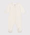 Babies' velour pyjamas MARSHMALLOW white/GRIS grey