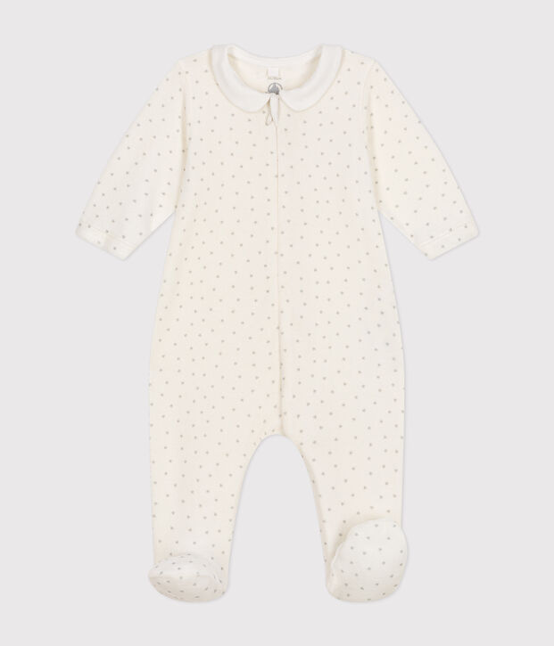Babies' velour pyjamas white/grey