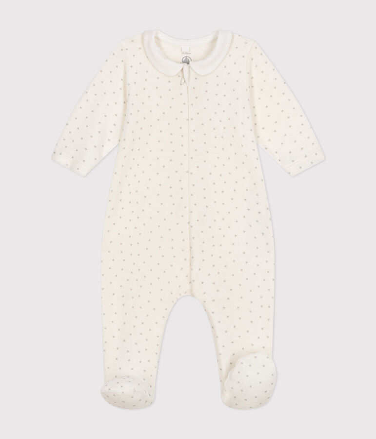 Babies' velour pyjamas white/grey