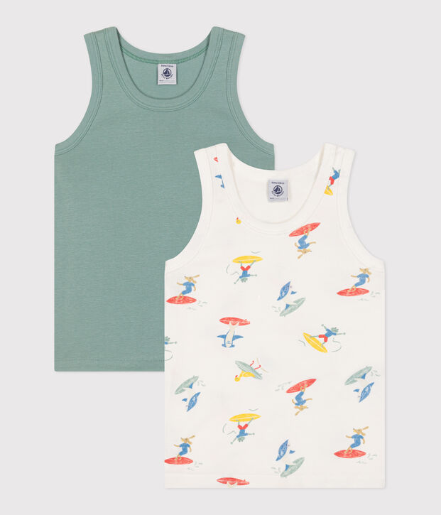 Children's cotton surfer print tank tops - 2-pack multicolor