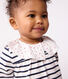 Babies' long-sleeved cotton blouse with Breton stripes and hearts on the collar