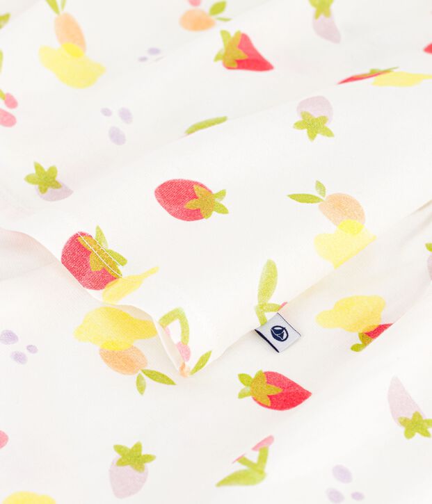 Children's short cotton pyjamas printed with fruit white/multicolor