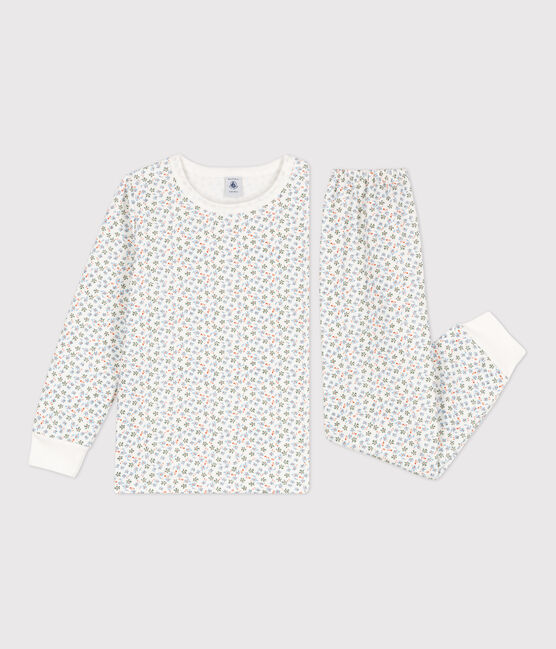 Girls' Floral Fleece Pyjamas MARSHMALLOW white/MULTICO white