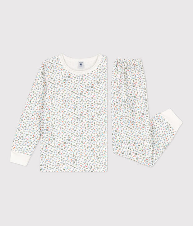 Girls' Floral Fleece Pyjamas white/multicolor