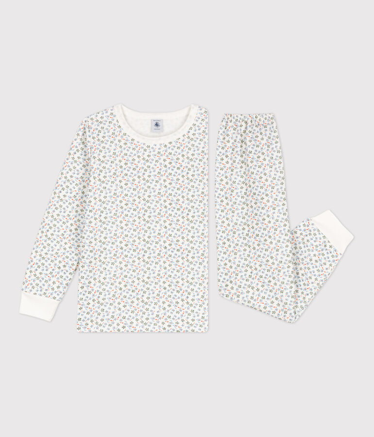 Girls' Floral Fleece Pyjamas white/multicolor