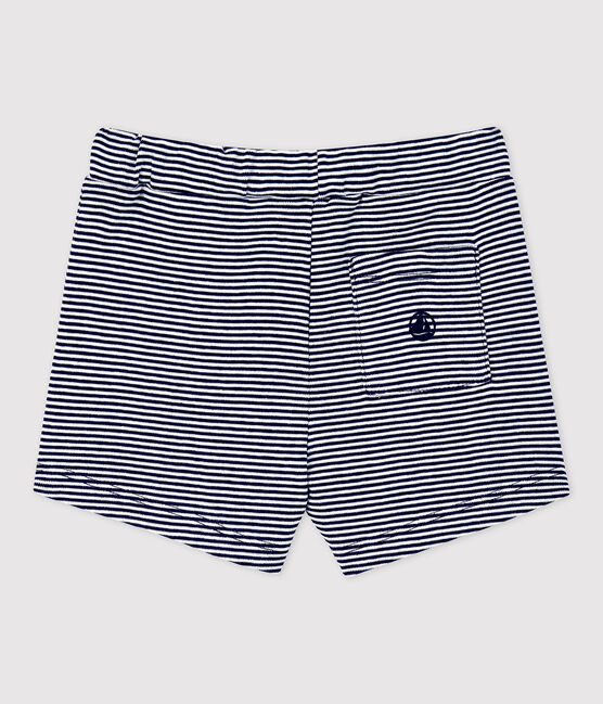 Babies' Organic Cotton Pinstriped Shorts SMOKING blue/MARSHMALLOW white
