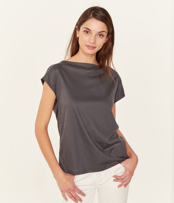 Women's short-sleeved sea island cotton t-shirt MAKI grey