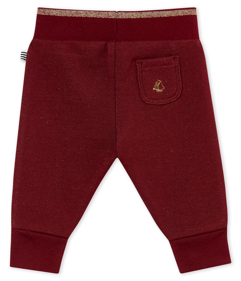 Baby girl's shiny cotton sweatshirt trousers red/yellow
