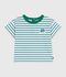 Babies' short-sleeved stripy cotton T-shirt white/multicolor