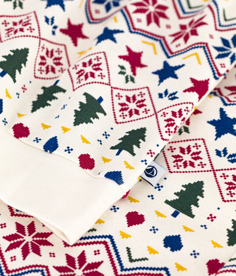 Women's Christmas print cotton pyjamas MILK /MULTICO