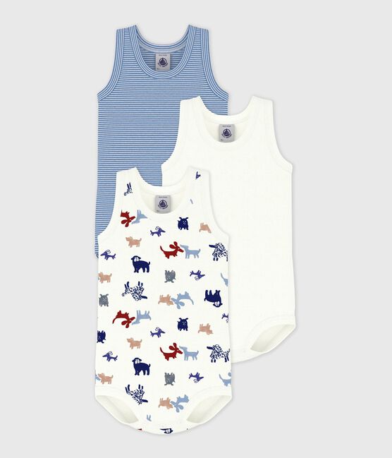 Pack of babies' sleeveless dog print cotton bodies variante 1