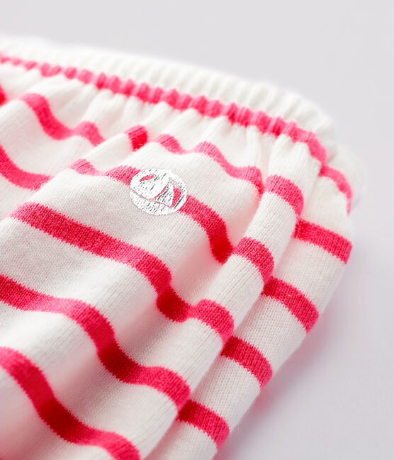 Baby Girls' Stripy Cotton Bloomers MARSHMALLOW white/GEISHA pink