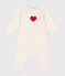 Babies' Wool/Cotton Heart Patterned Knit 2-Piece Outfit MARSHMALLOW red/CORRIDA white