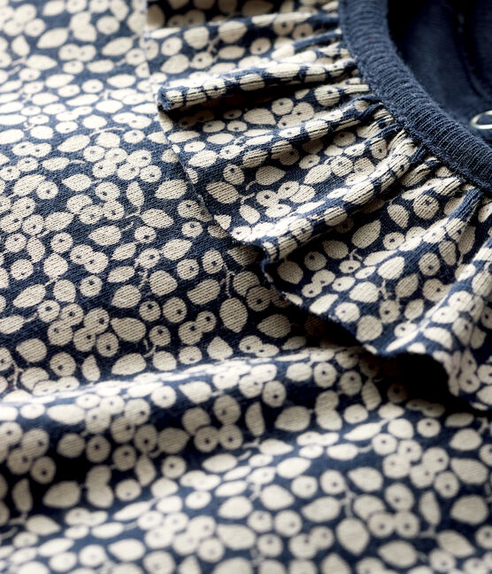 Baby girl's long-sleeved blouse SMOKING blue/MARSHMALLOW white