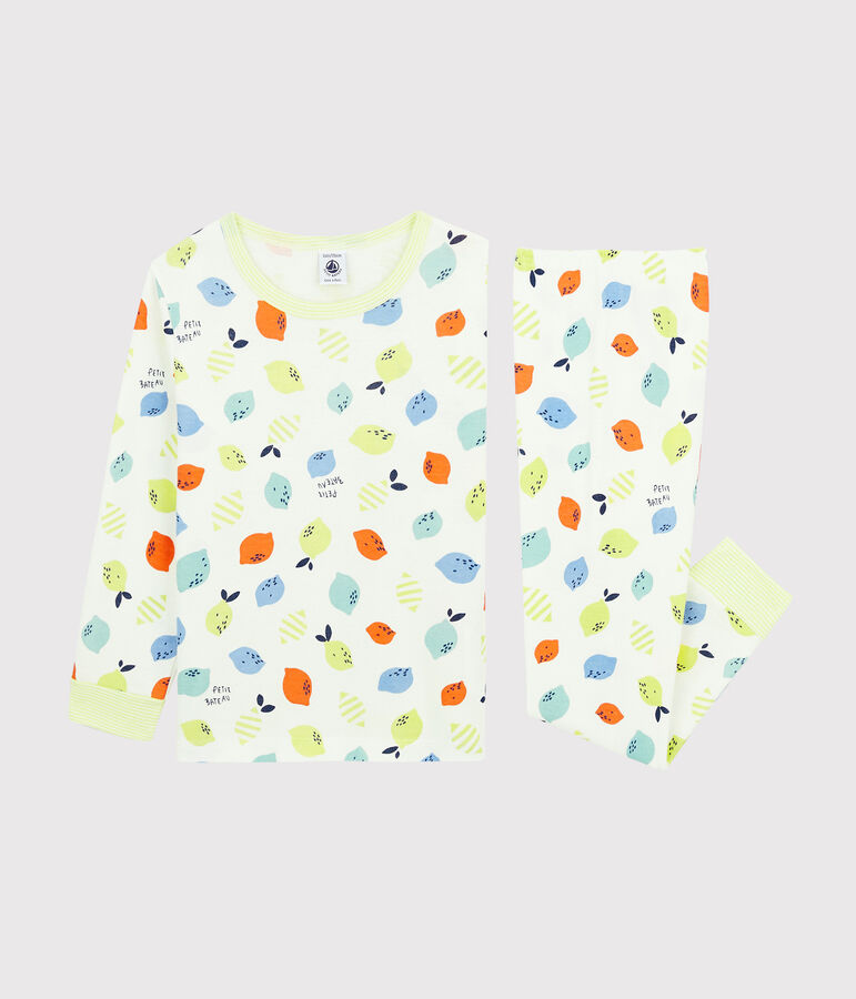 Unisex Lemon Pattern Organic Cotton Pyjamas white/multicolor